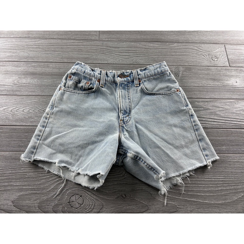 Vintage Levis 550 Relaxed Fit Light Wash Denim Cut Off Shorts High Rise W28